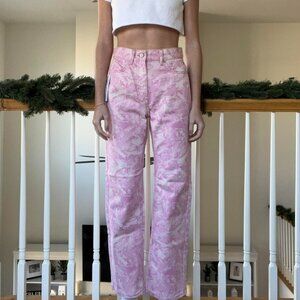 brand new urban outfitters BDG pink diamond printed high waisted cowboy jeans